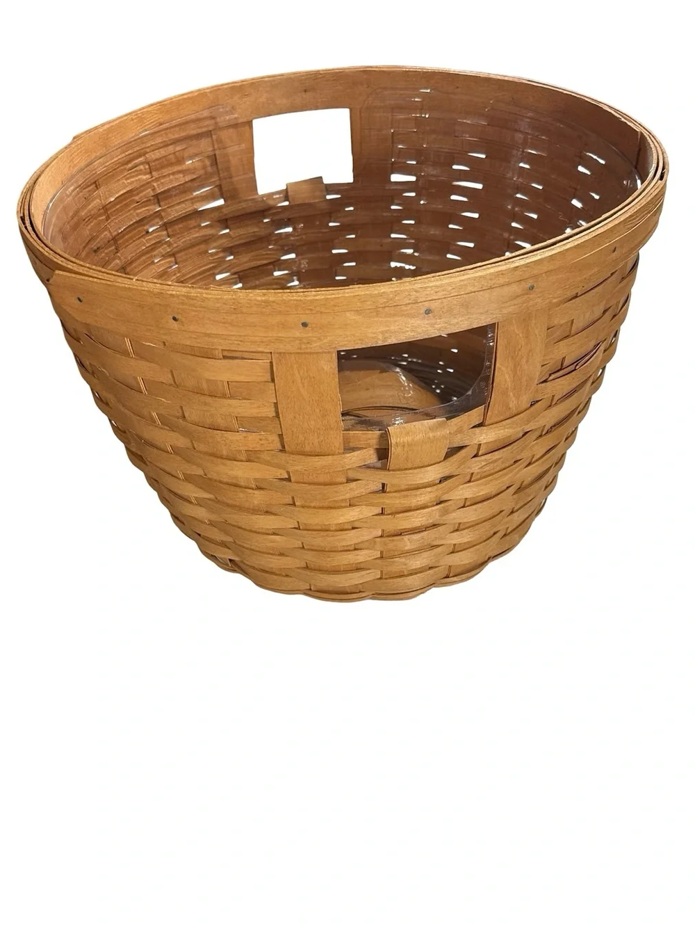 Vtg 1991 Longaberger Classic Corn Basket Large Round Clear Protector EUC 17 x 11